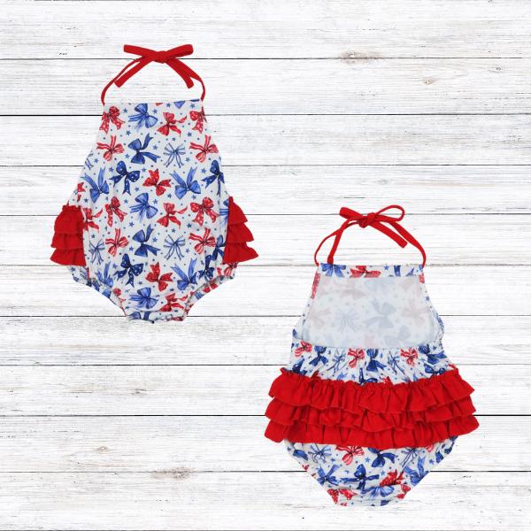 July 4th Patriotic Girls Outfit, USA Athleisure Dress, Romper & Jumpsuit, 4th of July Red White Blue Toddler and Kids Clothing