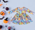 Girls Halloween Dress – Pumpkin Blue Alien | Long Sleeve Fall Outfit | Toddler to Big Girl Sizes