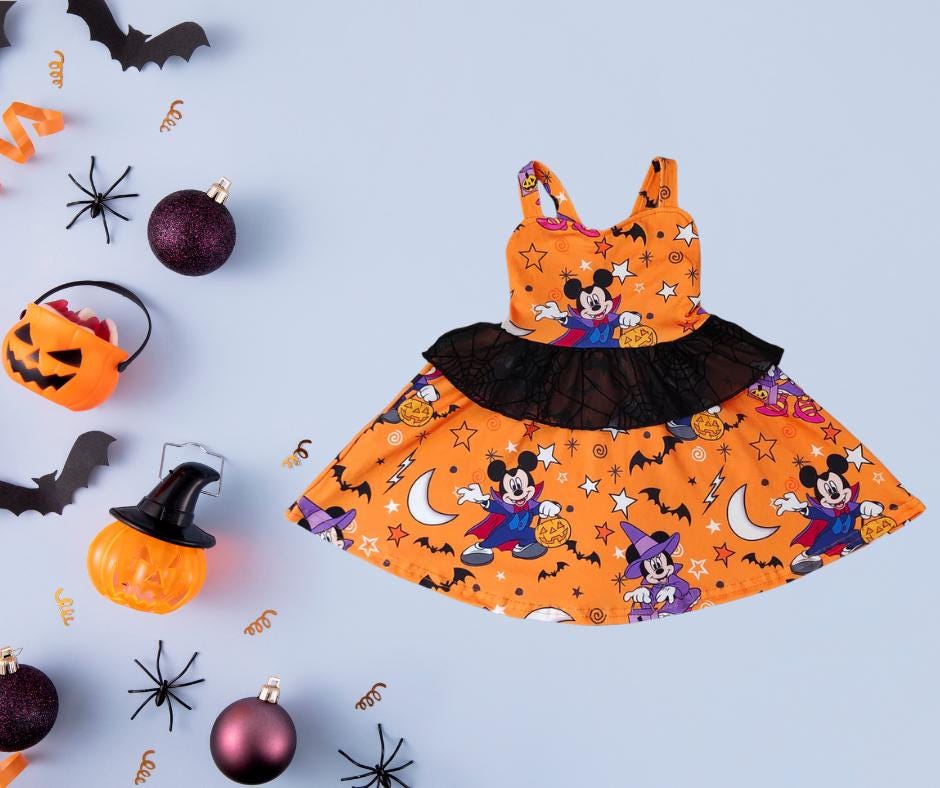 Baby & Girls Halloween Dress – Spooky Mouse Ears – Fall Outfit for Infants, Toddlers, and Kids