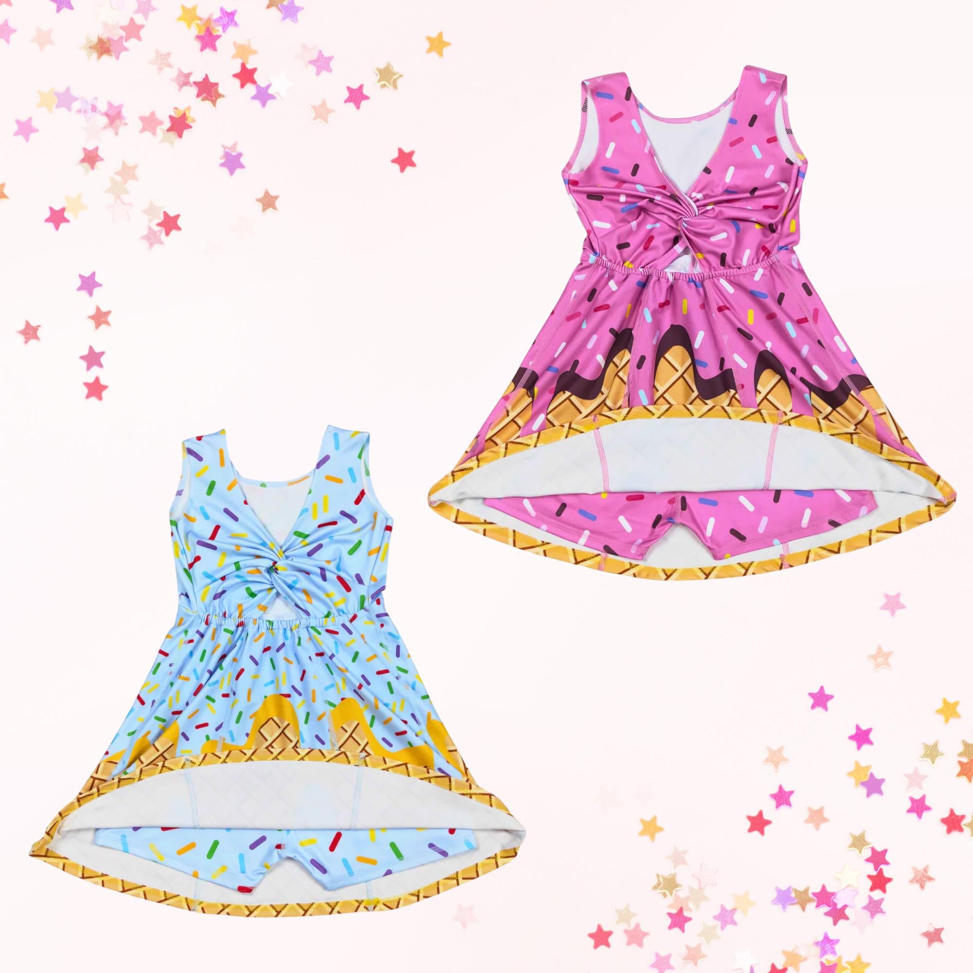 Ice cream sprinkles girls athletic dress with shorts | athleisure, kids clothing, birthday dress