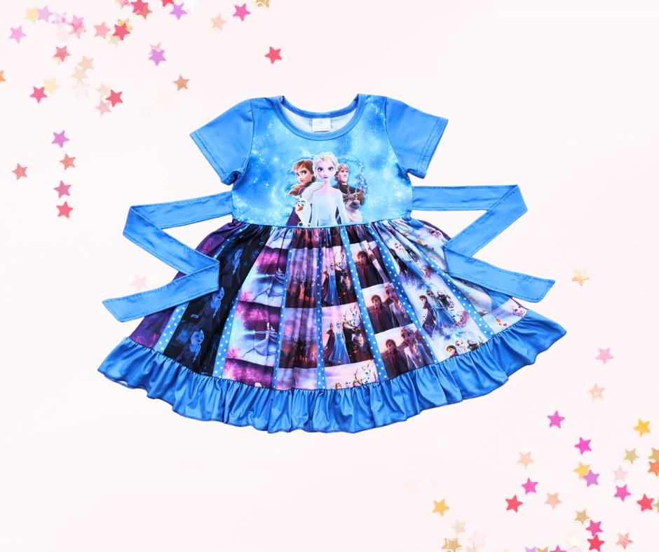 Ice Princess Twirl Dress – Baby, Toddler & Girls Sizes | Character Print Party Dress with Tie Back
